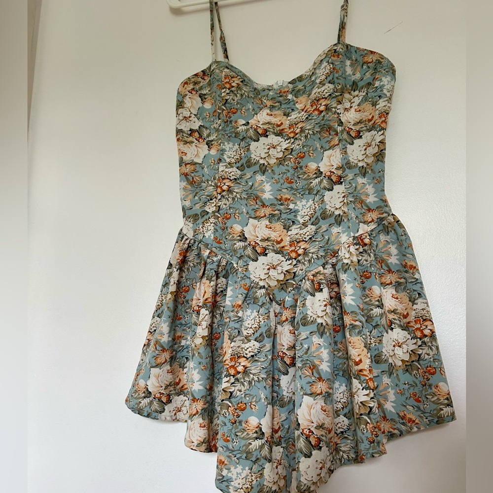 Vintage 90s floral sweetheart neckline sundress large